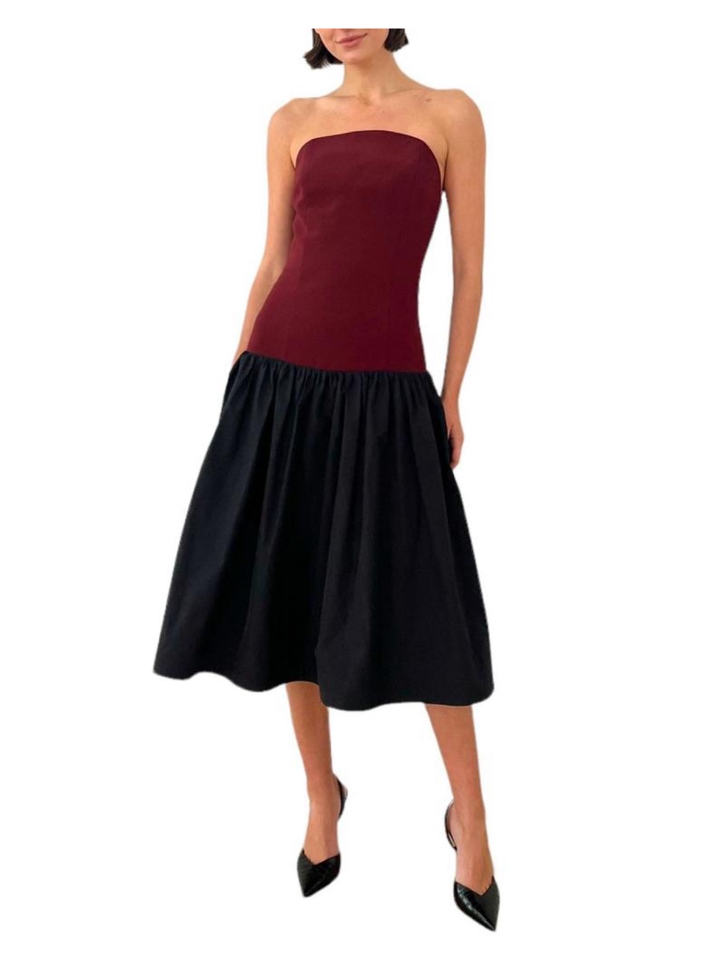 Nwt Amanda Uprichard Valencia Dress In Burgundy/Black Size Small